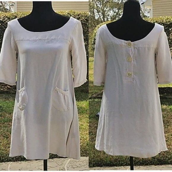 Fluet Silk Mini Dress Size Small Cream Off White - Picture 3 of 12